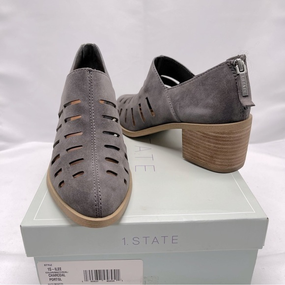 𝅺1. Slate Suede Charcoal Bootie with Cutouts Size 9M NIB - Picture 4 of 9